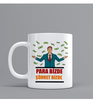Zengin Temalı Hediye Kupa Bardak"Para Bizde Şöhret Bizde" Özel Hediye W100