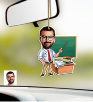 BK Gift Kişiye Özel Bay Genel Müdür Karikatürlü Ahşap Araba Dikiz Ayna Süsü-2 (Çok Renkli)