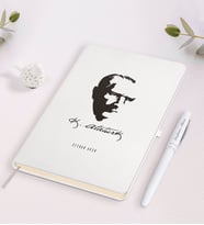 BK Gift Kişiye Özel Atatürk Temalı Beyaz Defter ve Kalem Hediye Seti-23