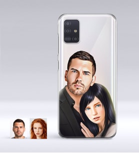 BK Gift Kişiye Özel Sevgililer Karikatürlü Samsung Galaxy A51 İnce Şeffaf Silikon Telefon Kapağı-36 (Beyaz)