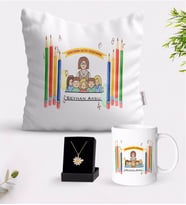 BK Gift Kişiye Özel Dünyanın En İyi Öğretmeni Beyaz Kupa Yastık ve İsimli Papatya Kolye Hediye Seti-19 (Model 1)