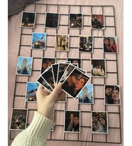 Metal Çerçeve 45x65 cm Tel Kişiye Özel 27 Adet Fotoğraf Baskılı Sarı Led Işıklı (Set)