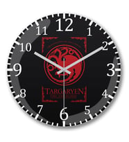 Game Of Thrones House Targaryen Duvar Saati Bombeli Gercek Cam