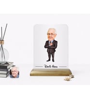 BK Gift Kişiye Özel Büyükbaba Dede Karikatürlü Ahşap Standlı Çerçeve (Beyaz)