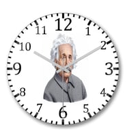 Albert Einstein Duvar Saati Bombeli Gercek Cam
