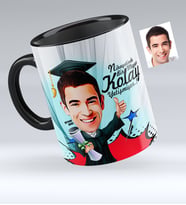 BK Gift Kişiye Özel Bay Mezun Karikatürlü Siyah Kupa Bardak  1