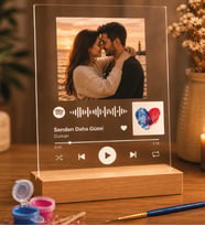 Kişiye Özel Sevgiliye Arkadaşa Anneye Babaya  Spotify Barkodlu Parmak İzi Kalp Pleksi Dekoratif Plak Tablo