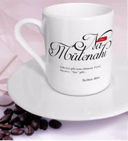 BK Gift Kişiye Özel Mânâ Namütenahi Türk Kahvesi Fincanı (Beyaz)