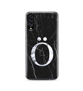 Samsung A30s Siyah Mermer Harf Tasarımlı Telefon Kılıfı Ö-Harfi 