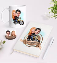 BK Gift Kişiye Özel Yılın En Mükemmel Çifti Karikatürlü Beyaz Defter Kalem ve Kupa Seti-17 (Model 1)