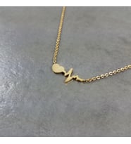 24 Ayar Has Altın Kaplama Kalpli EKG Kolye