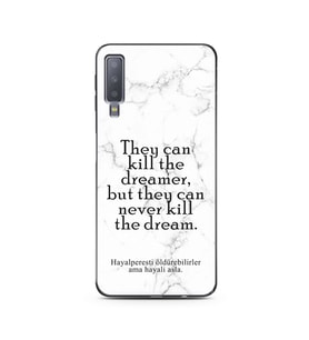 Samsung A7 (2018) Beyaz Mermer Söz Tasarımlı Telefon Kılıfı
