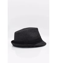 Kadın Hasır Fedora Şapka - Siyah