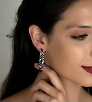Gümüş Zirkon Taşlı İçli-Dışlı Halka Fantezi Tasarım Küpe (Rose)