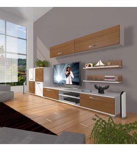 Decoraktiv Eko 6y Slm Dvd Tv Ünitesi Tv Sehpası (Beyaz - Ceviz)