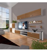 Decoraktiv Eko 6y Slm Dvd Tv Ünitesi Tv Sehpası (Beyaz - Ceviz)
