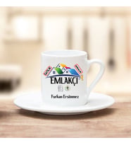 Emlakçı Gayrimenkül Türk Kahvesi Fincanı (Beyaz)
