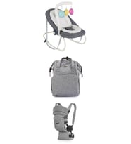 Tommybaby premium 3'lü set-Ana Kucağı-Çanta-Kanguru (Füme)