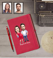 Kişiye Özel Sevgili Karikatürlü Kırmızı Defter Kalem Hediye Seti Model 14