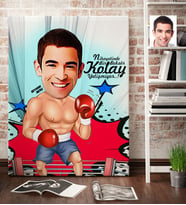 BK Gift Kişiye Özel Bay Boksör Karikatürlü Kanvas Tablo 70x100cm 1