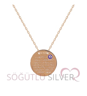 Söğütlü Silver rose ayetel kürsü kolye