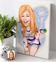 BK Gift Kişiye Özel Bayan Karikatürlü Kanvas Tablo 30x50cm-36