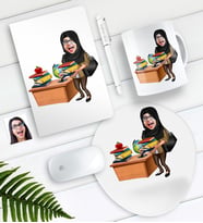 BK Gift Kişiye Özel Bayan Öğretmen Karikatürlü Defter Kalem Kupa Mouse Pad Seti-8 (Model 1)