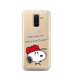 Snoopy Tasarımlı Süper Şeffaf Silikon Telefon Kılıfı Samsung A6 Plus