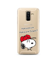 Snoopy Tasarımlı Süper Şeffaf Silikon Telefon Kılıfı Samsung A6 Plus