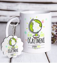 BK Gift Kişiye Özel En İyi Sınıf Öğretmeni Beyaz Kupa ve Anahtarlık Hediye Seti-3 (Model 1)