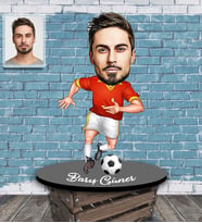 Kişiye Özel Futbolcu Karikatürlü Ahşap Biblo Bay-1