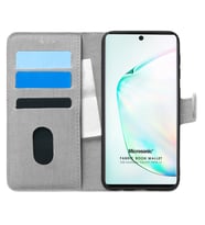 Microsonic Samsung Galaxy Note 10 Kılıf Fabric Book Wallet Gri