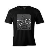 Keep Calm and Love Football Siyah Erkek Tshirt