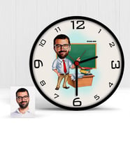 BK Gift Kişiye Özel Öğretmen Karikatür Ahşap Duvar Saati  2