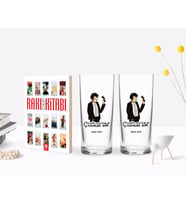 BK Gift Kişiye Özel Renkli Baskılı Hangimiz Sevmedik Çılgınlar Gibi Silüet Tasarımlı İkili Rakı Bardağı ve Rakı Cep Kitabı Hediye Seti-2 (Model 1)