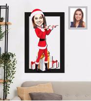 Kişiye Özel Yılbaşı Bayan Karikatürlü 3D Ahşap Tablo 30x47 Model-6
