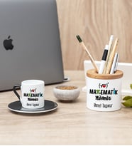 Matematik Mühendisi Siyah Türk Kahvesi Fincanı Ve Kalemlik Hediye Seti