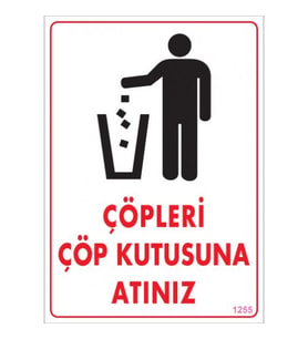 SÖNSAN UYARI LEVHALARI "ÇÖPLERİ ÇÖP KUTUSUNA ATINIZ" PVC 25*35