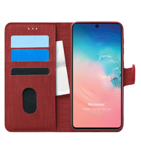 Microsonic Samsung Galaxy S10 Lite Kılıf Fabric Book Wallet Kırmızı