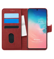 Microsonic Samsung Galaxy S10 Lite Kılıf Fabric Book Wallet Kırmızı