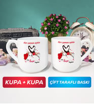 İkili Sevgiliye Sevgililer Günü Hediyesi 10 Kupa Bardak Oval