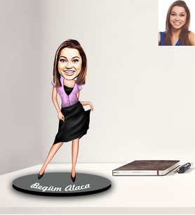 Kişiye Özel Bayan Karikatürlü Ahşap Biblo Model-1