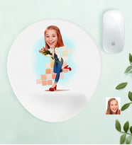 BK Gift Kişiye Özel Bayan Karikatürlü Bilek Destekli Mouse Pad-13 (Beyaz)
