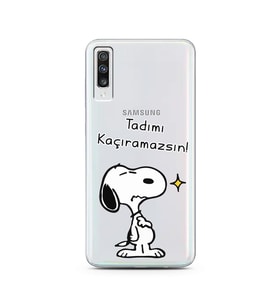 Snoopy Tasarımlı Süper Şeffaf Silikon Telefon Kılıfı Samsung A70