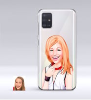 BK Gift Kişiye Özel Bayan Karikatürlü Samsung Galaxy A51 İnce Şeffaf Silikon Telefon Kapağı-35 (Beyaz)