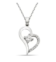 Zirkon Taşlı Kalp Gümüş Kolye - N028101