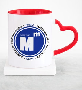 BK Gift Kişiye Özel Mesleki Smmm Kırmızı Kalpli Kupa Bardak