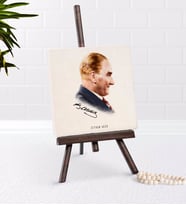 BK Gift Kişiye Özel Atatürk Temalı Şovaleli Doğal Taş-11 (Beyaz)