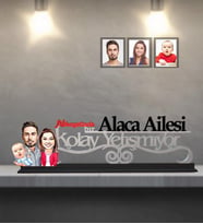 Kişiye Özel Aile Karikatürlü Kolay Yetişmiyor Ahşap Biblo  Mod-1