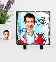 BK Gift Kişiye Özel Bay Doktor Karikatürlü Dekoratif Doğal Taş  1